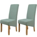 Large Size Stretch Chair Covers, Pack of 2 Removable Washable Printing Fabric Chair Slipcover for Dining Room, Hotel, Banquet (Cyan)