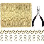 JOVITEC 39.4 Feet 2 mm Link Ball Chains Necklace Chain Necklace Jewelry Plier with 30 Pieces Lobster Clasps and 100 Pieces Jump Rings for Jewelry Accessories DIY (Gold)