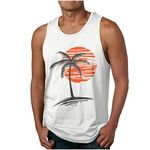 Clearance Mens Summer Tank Tops Sleeveless T Shirts Hawaiian Printed Tank Tops Round Neck Muscle Shirt Beach Holiday Vest Male Casual Loose Top Running Tops Lightweight Quick Drying Blouse White