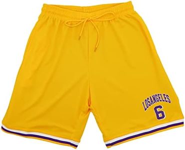 Zmart Australia Men's Basketball Sports Shorts Gym Jogging Swim Board Boxing Sweat Casual Pants, Yellow - Los Angeles 6, S