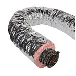 Flexible insulated Duct - MEA Silver Metalized Jacket Air Duct Flexible Pipe Tube (R - 4.2) 4"x 25'