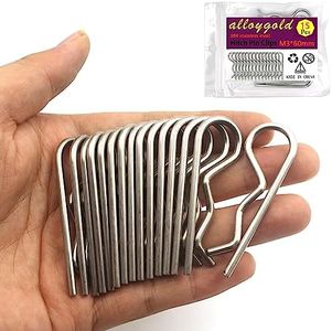 Alloygold 15Pcs Heavy Duty Hitch Pins Clip R Clips Cotter Pins, Stainless Steel Spring Retaining Wire Hair Pins， Large for Trailer Tractors Mower Carts Truck Pin Clip，Strong Spring Tension M3x60mm