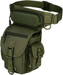 Protector Plus Unistrengh Waterproof Airsoft Military Tactical Drop Leg Panel Utility Pouch Bag Type B Cross Over Leg Rig Outdoor Bike Cycling Hiking Hip/Thigh Bag (Army Green)