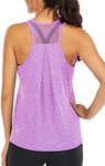 ICTIVE Workout Tops for Women Loose fit Racerback Tank Tops for Women Mesh Backless Muscle Tank Running Tank Tops Workout Tank Tops for Women Yoga Tops Athletic Exercise Gym Tops Light Purple XXL