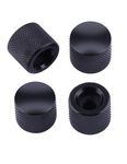 Metallor Knurled Black Metal 18mm Diameter Dome Style Guitar Tone or Volume Control Knobs Compatible with 6mm Solid Shaft Tele Telecaster Style Electric Guitar Bass Parts Replacement Set of 4Pcs.