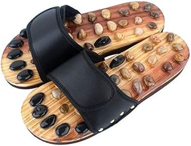Luxafare Fitness Massage Slippers Acupuncture Points Foot Massager Slippers Arch Pain Massage Adult Shoes Pebbles Agate Stone Acupressure Wooden Shoe Men Women (36-37)