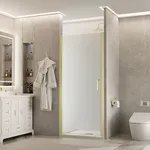 Comfystyle 34-35.5 in.W x72 in.H Pivot Frameless Shower Door,1/4 in. Clear Glass Shower Panel Pivot Swing Shower Doors,Brushed Gold Finish,Reversible Installation