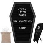 Coffin Felt Letter Board, Gothic Decor Bulletin Board for Table Top or Wall, Coffin Message Board with Pins, Gothic Decor for Home, Office, Bistro and School(Letter)