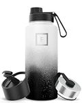 IRON °FLASK Sports Water Bottle - 32 Oz, 3 Lids (Spout Lid), Vacuum Insulated Stainless Steel, Modern Double Walled, Simple Thermo Mug, Hydro Metal Canteen