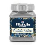 Flash Fabric Metallic Color Paint | Silver | 200 ml, 7 fl oz Each | High Pigment Strength | Non Fading | Indoor/Outdoor | Non Toxic | Multi-Surface Paint | Made In India