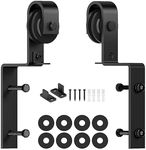 skysen Heavy Duty Sliding Barn Door Hardware Single Track Bypass Double Door Kits Roller Set (Bypass J Hanger Set)