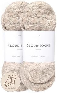Unboxme Ultra-Luxe Cloud Socks – 2 Pairs Non-Slip Stone Color – Super Soft Gripper Sleep Socks for Women & Men