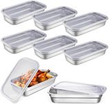 Suttmin 8 Pcs Stainless Steel Food Storage Containers with Lids 1/3 Size Hotel Pans Steam Table Pan Metal Meal Food Containers for Restaurant Stackable Kitchen Freezer Buffet(2.5 Inch Deep)