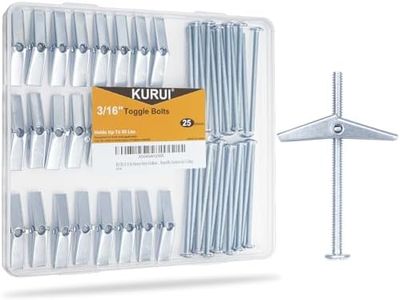 KURUI 3/16 Toggle Bolts for Drywall, 25 Pcs Heavy Duty Metal Drywall Anchors Kit, Dry Wall Anchors and Screws Kit, Butterfly Anchors for Ceiling, Sheetrock, Hollow Wall