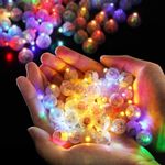 URAQT Mini LED Lights, 100 pcs Wireless Round LED Ball Balloon Lights, Individual Small Paper Lantern Lights, Waterproof Tiny LED Lights for Home Christmas Halloween Wedding Birthday Party Decoration