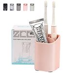 zccz Toothbrush Holder for Bathroom - Electric Toothbrush and Toothpaste Holder - Bathroom Countertop Cup Organizer Razor Makeup Brushes Pencil Holder Stand - Pink