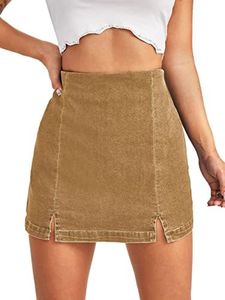 Floerns Women's Casual Split Hem High Waist Denim Skorts Skirt Shorts Khaki XL