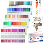 Shuttle Art 120 Colors Dual Tip Brush Art Marker Pens with 1 Coloring Book, Fineliner and Brush Dual Tip Markers Set Perfect for Kids Adult Artist Calligraphy Hand Lettering Journal Doodling Writing.