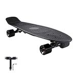 WHOME Skateboards - 27'' Cruiser Skateboard Complete for Adult/Kid Girl/Boy Beginner/Pro Commuting Retro Plastic Deck ABEC-9 Bearings with T-Tool (Black)