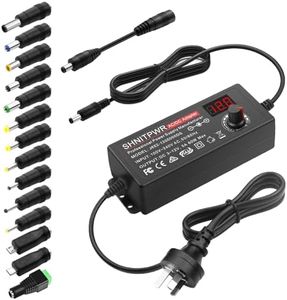 SHNITPWR 60W Universal Power Supply Adjustable DC 3V 4V 4.5V 5V 6V 7V 7.5V 8V 9V 10V 11V 12V Variable Power Adapter 100V-240V AC to DC Converter 1A 2A 2.5A 3A 4A 5A with 14 Tips & Polarity Converter