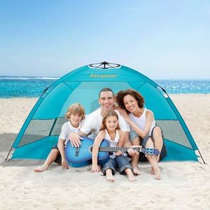 Alvantor Extra Large Beach Tent Super Bluecoast Beach Umbrella Outdoor Sun Shelter Cabana Automatic Pop Up UPF 50+ Sun Shade Portable Camping Fishing Hiking Canopy Easy Setup Windproof Patent Pending