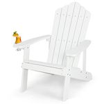 ORALNER Outdoor Adirondack Chair with Cup Holder, Plastic Resin Outdoor Deck Chair, 380 LBS Capacity, for Patio, Backyard, Porch, Balcony, Poolside, Garden, Lawn, Firepit (1, White)