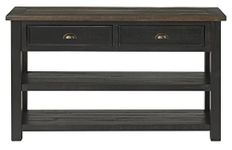 Martin Svensson Home Solid Wood Sofa Console Table, Black with Brown Top