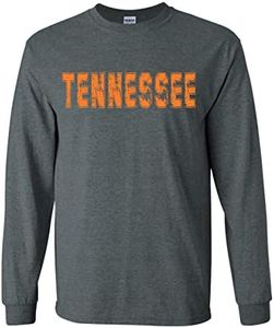 State Tshirt Football Team Color Distressed Football State Name Mens Long Sleeve T-Shirt Graphic Tee, Tennessee, X-Large