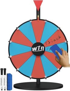ORWOD 12 Inch Tabletop Prize Wheel Spinner, Heavy Duty Spin Wheel with Stand, Red and Blue, Dry Erase Surface, Includes 2 Markers and Eraser