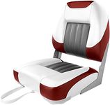 XGEAR Deluxe Low Back Boat Seat, Fold-Down Fishing Boat Seat (White/Red, 1 Seat)