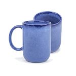 Shay Large Ceramic Coffee Mug Set of 2, Blue Reactive, 400ml | Ceramic Mug | Glossy Finish | Mug for Coffee | Ceramic Coffee Mug | Stoneware | Microwave Safe (Tall Curvy Mug - Blue Reactive)