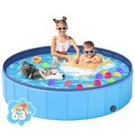 Foldable Dog Pool, YSJILIDE Portable PVC Dog Pet Swimming Pool, Collapsible Plastic Dog Bath for for Large Medium Small Dogs & Kids (63 x 12)