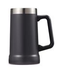 KooK Beer Stein, Stainless Steel Coffee Mug, Tumbler with Thermal Vacuum Insulation, Big Grip, Adventure, Double Walled Drinking Cup, Large Handle, Shatterproof, Storm Grey, 24 oz