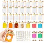 AuroTrends 4oz Honey Jars with Dipper 30Pack, Glass Honey Jars for Baby Shower Favors/Wedding Favors- Small Honey Jars with Wooden Dippers/Bee Charms/Stickers/Jute Twine (4 fl.oz-30Pack)
