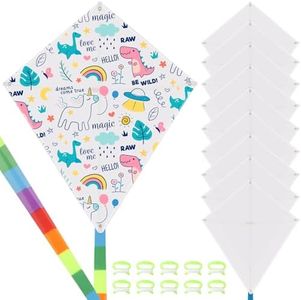 30 Packs DIY Blank Kites for Kids, Bulk Kites for DIY Decorating Coloring, with 30 Hand Grips with 98ft String, Easy to Fly Kite for Outdoor Games&Activities