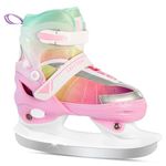 LEVYTEMP Adjustable Ice Skates for Kids Girls Boys - Gradient Pink Rainbow Youth Ice Skating Shoes - Sizes X Small Ages 3-5 - Ice Skates for Outdoor and Rink