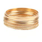 14 PCS Gold Bangle for Women - Stacking Layered Indian Bangles Boho Bracelets, Indian Jewellery Set for Bridal Wedding Party Jewelry Collection