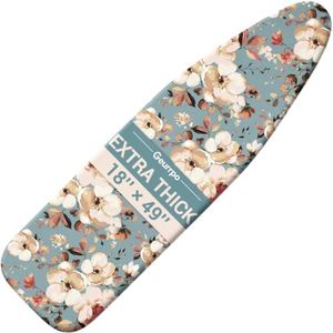 Geurrpo Ironing Board Cover and Pad Fits Standard Size 18x49 Inch Iron Boards Wide Thick Cotton Padding Heavy Duty Scorch and Stain Resistant Elastic Edge Hook and Loop Fasteners for Home Apartment