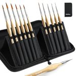 Nicpro Paint Brush Set, 11 Pack Miniature Detail Paint Brushes, Small Fine Tip Paintbrushes for Models, Acrylic Watercolor Oil, Paint by Number, Citadel and Warhammer 40k -Thin Artist Kit Nylon Holder