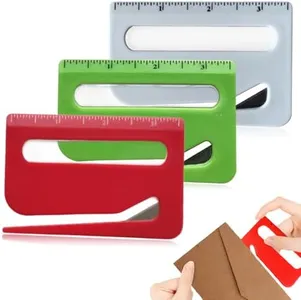 Envelope Opener, New Upgrade Envelope Opener Slitter, Wrapping Paper Cutter with Concealed Blade, Package Opener Tool with Scale, Magnifying Glass, Envelope Opener for Office (Set B)