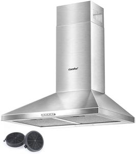 COMFEE' 60 cm Chimney Cooker Hoods Class A+ Stainless Steel Extractor Hood with LED and Recirculating & Ducting System Wall Mounted 600 mm Extractor Fan kitchen