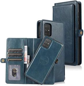 Cavor for Samsung A71 Wallet Case,for Samsung Galaxy A71 4G Case,2 in 1 Magnetic Detachable Case Leather Flip Cover with Stand Feature & Card Slots & Wristlet Strap (6.7")-Navy Blue