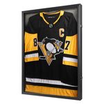 Large Jersey Frame Display Case, 26x37 Lockable Shadow Box Sports Jersey Frame with 98% UV Protection Acrylic and Metal Hanger for Baseball Basketball Football Soccer Hockey XXL Shirt, Linen Black