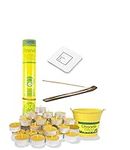 Citronella Candles Outdoors Set for Garden, Patio, Camping, Barbecue, Summer Party, Yoga - Insect Repellent Bucket Candle with Coaster x 1, Incense x 30 and Tealights x 25 - Mosquito Repellent