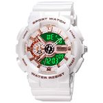 SKMEI Unisex Digital Sports Watch, 50 Meters Waterproof Personality Street Elements Luminous Engraving LED Digital Waterproof Watch, White, Digital