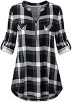 Odosalii Womens Zip Up Plaid Tunic 