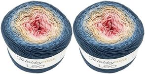 HobbyMia Leo Multicolored/Rainbow Fancy Cake Yarn - 250gr, 1000m/1094yds - 55% Cotton & 45% Polyacrylic - S.Fine (1) - for All Seasons Usage Crochet & Knitting Yarn (11262, 2 Cake Yarns)