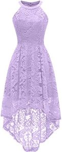 Dressystar 0028 Halter Floral Lace Cocktail Party Dress Hi-Lo Bridesmaid Dress Lavender XL
