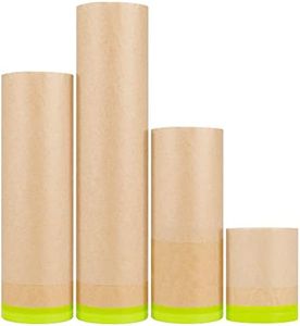 MyLifeUNIT Masking Paper, Automotive Paint Paper Roll with Tape, Assorted Sizes Tape and Drape Waterproof for Painting Protection Covering (Each Roll 50 Feet, 4 Rolls)