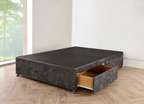 4ft6 double Divan bed base Charcoal Chenille Fabric with Storage Drawers on Same Side. (4FT6 Double Charcoal Chenille-2 Drawers)